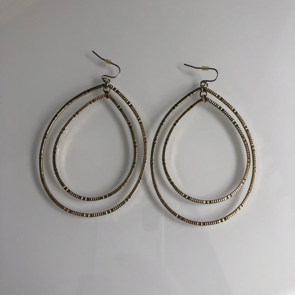 Double teardrop hoop earrings